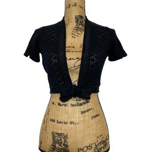 Context Black Tie Front Cropped Cardigan XS